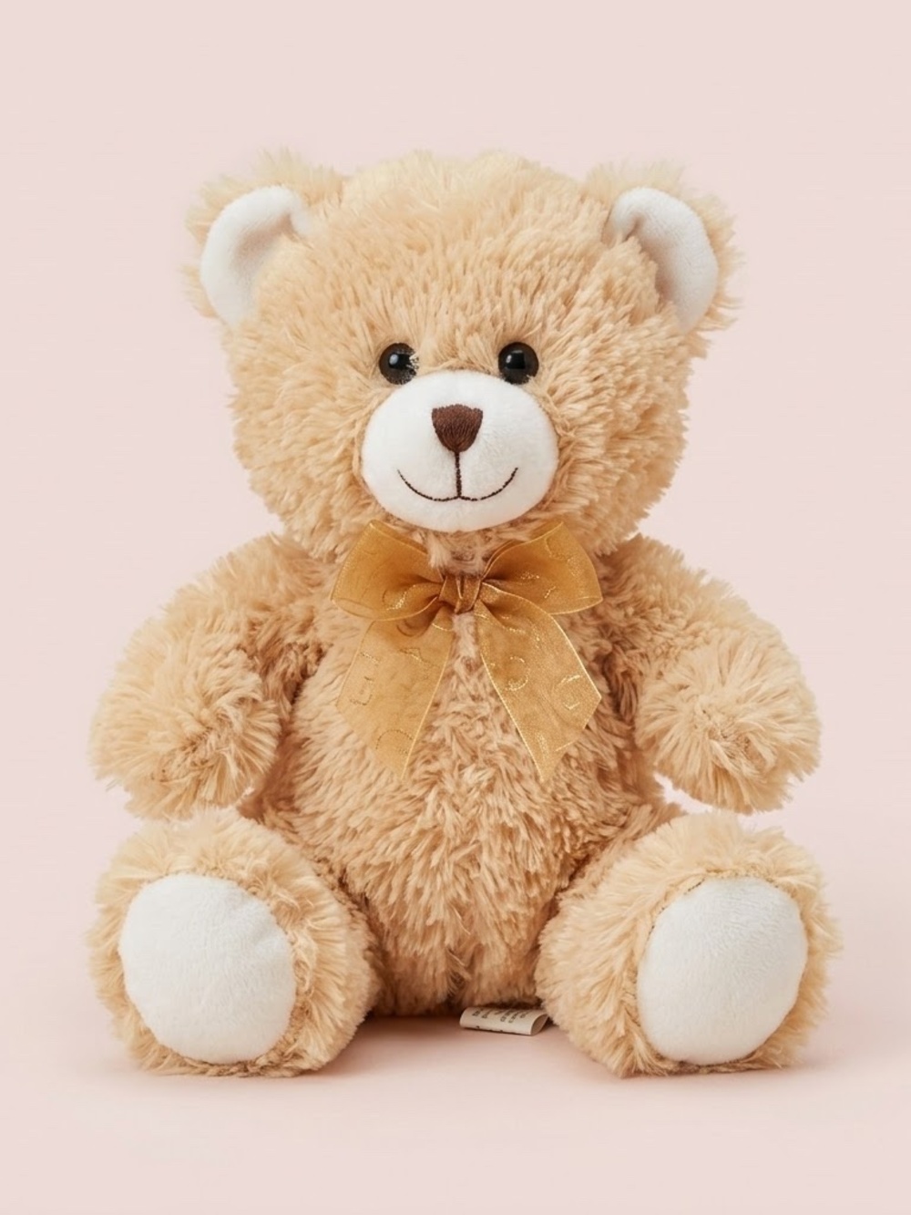[FREE] Gund Beige Teddy Bear 8” Plush Stuffed Animal with Gold Bow